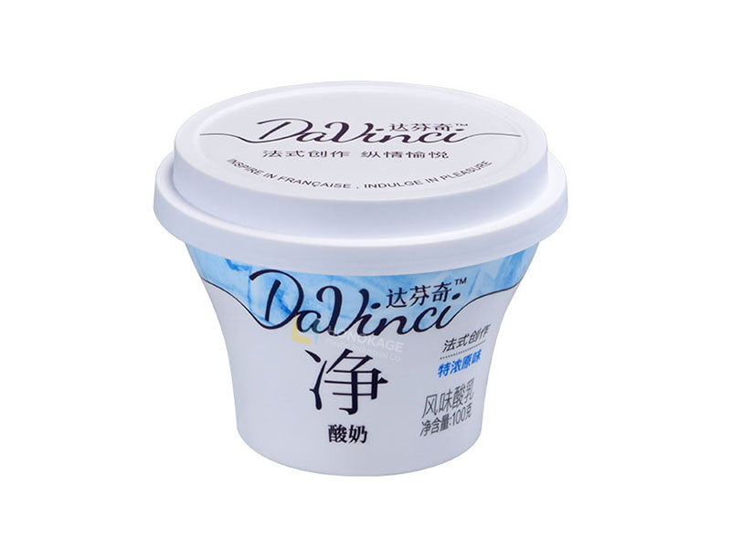 100g plastic shrinkage film yogurt cup with lid and spoon 1