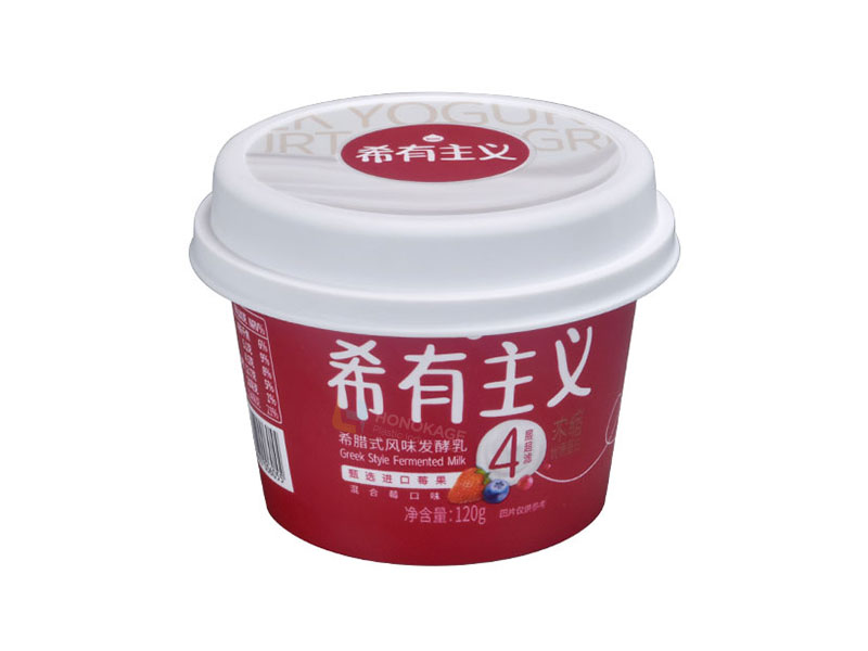 118g IML taza de yogur de plástico con tapa y cuchara