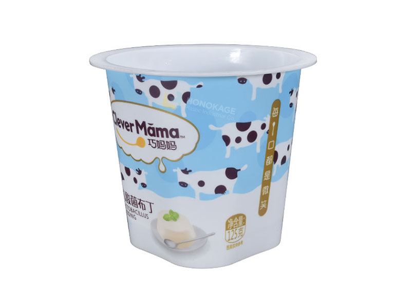 Taza de yogur IML de plástico de 125g Como parte inferior cuadrada y superior redonda