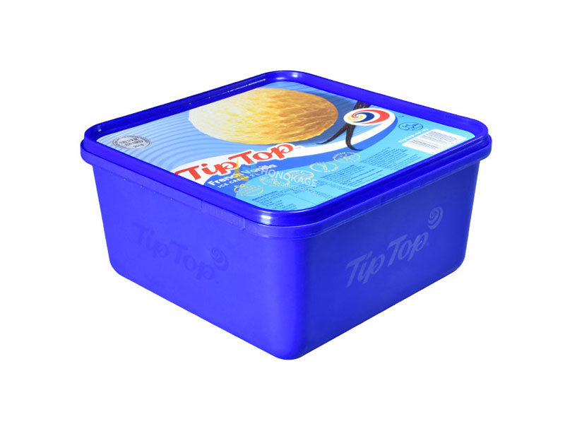 2l contenedor de helado de plástico cuadrado IML