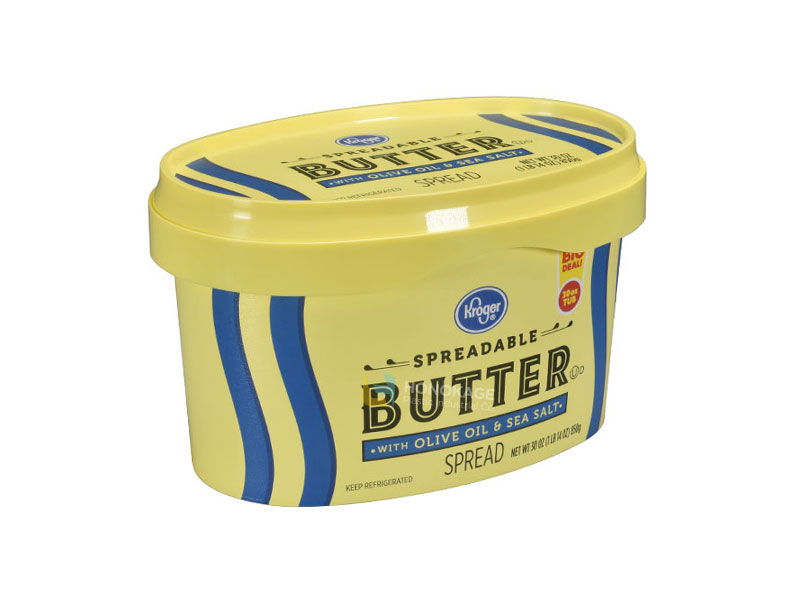 Contenedor de margarina IML de plástico ovalado de 30oz