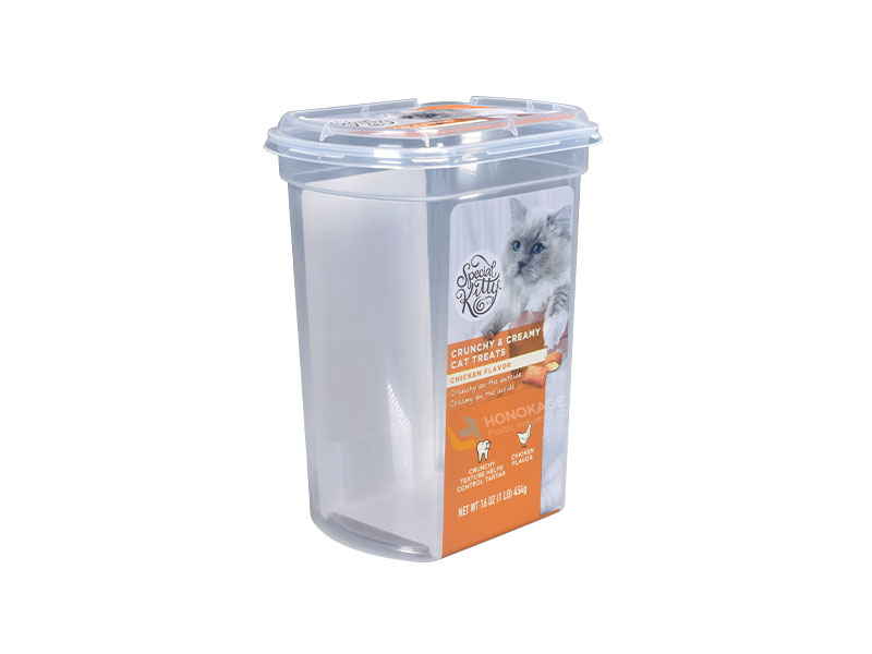 16oz Rectangular IML contenedor de almacenamiento de alimentos para mascotas